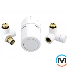 Комплект кранів термостатичний Danfoss Left-set 9016, Варіант: RTX-set, Виконання: Торцевий лівий, Колір: Білий, фото 