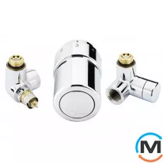 Комплект кранів термостатичний Danfoss Left-set Chrome, Варіант: RTX-set, Виконання: Торцевий лівий, Колір: Хром, фото 