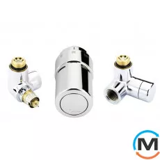 Комплект кранів термостатичний Danfoss Left-set chrome, Варіант: RAX-set, Виконання: Торцевий лівий, Колір: Хром, фото 