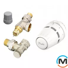 Комплект кранів термостатичний Danfoss RA nut+RA-FN+RLV-S 15 UK w. O-ring осьовий, Виконання: осьовий, фото 