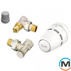 Комплект кранів термостатичний Danfoss RA nut+RA-FN+RLV-S 15 A w. O-ring кутовий, Виконання: Кутовий, фото 