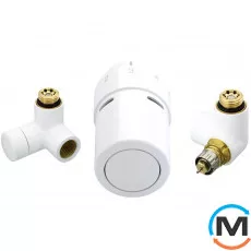 Комплект кранів термостатичний Danfoss Right-set 9016, Варіант: RTX-set, Виконання: Торцевий правий, Колір: Білий, фото 