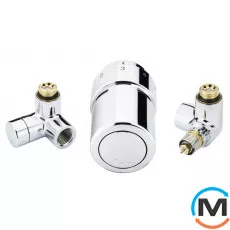 Комплект кранів термостатичний Danfoss Right-set Chrome, Варіант: RTX-set, Виконання: Торцевий правий, Колір: Хром, фото 