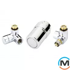 Комплект кранів термостатичний Danfoss Right-set chrome, Варіант: RAX-set, Виконання: Торцевий правий, Колір: Хром, фото 