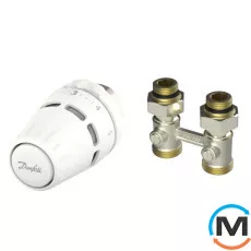 Комплект радіаторний Danfoss Regus M30x1.5+RLV-KB1/2" прямий, Виконання: Прямий, Приєднання: М30х1,5, фото 