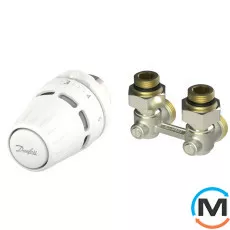 Комплект радіаторний Danfoss Regus M30x1.5+RLV-KB1/2"кутовий, Виконання: Кутовий, Приєднання: М30х1,5, фото 