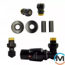 Комплект термостатичний Vario Term MASTER All In One кутовий Правий (PEX) Matte black, фото 