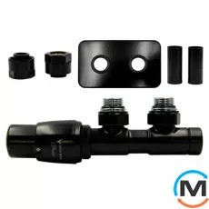 Комплект термостатичний Vario Term 50 мм TWINS кутовий лівий Matte black, фото 