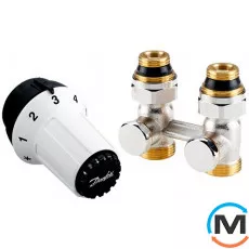 Термостатичний комплект RAS-C+RLV-KS 1/2" прямий, Діаметр різьблення: 1/2", Виконання: Прямий, Колір: Нікельований, Приєднання: M23,5х1,5 (Click), фото 