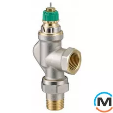 Клапан радиаторный Danfoss RA-DV 15 осевой, Диаметр резьбы: 1/2", Исполнение: Осевой, Цвет: Никелированный, фото 