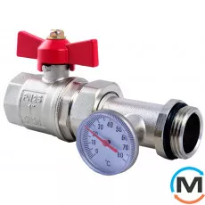 Кран кульовий Fado прямий з термометром 1", Діаметр різьблення: 1", Виконання: Прямий, фото 