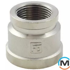 Нікель Fado Муфта редукційна 1/2 "х1", Варіант: 1/2 "х1", Тип різьблення: Внутрішня, Діаметр різьблення: 1/2", Виконання: Редукційна, Матеріал: Латунь нікельована, фото 