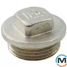 Нікель Fado Заглушка 1/2" H, Тип різьблення: Зовнішня, Діаметр різьблення: 1/2", Матеріал: Латунь нікельована, фото 