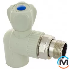 Поліпропіленовий кран радіаторний Fado 20x1/2" кутовий, Варіант: Кутовий, Діаметр різьблення: 1/2", Діаметр (мм): 20, фото 