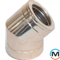 Коліно димохідне Версія-Люкс 45 ф 200/260 н/оц 0,6мм, Градус (град.): 45, Діаметр (мм): 200/260, Тип димоходу: Двостінний (Сендвіч), Матеріал димаря: Нержавіюча сталь/Оцинкування, Товщина стінки (мм): 0.6, фото 