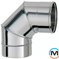 Коліно димохідне Версія-Люкс 90 ф 100 0,6мм з нержавіючої сталі, Градус (град.): 90, Діаметр (мм): 100, Тип димоходу: Одностінний, Матеріал димаря: Нержавіюча сталь, Товщина стінки (мм): 0.6, фото 