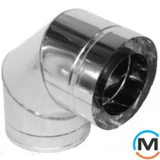 Коліно димохідне Версія-Люкс 90 ф 100/160 н/оц 0,6мм, Градус (град.): 90, Діаметр (мм): 100/160, Тип димоходу: Двостінний (Сендвіч), Матеріал димаря: Нержавіюча сталь/Оцинкування, Товщина стінки (мм): 0.6, фото 