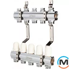 Коллектор Fado с запорними клапанами 1"х3/4" 2 выхода, Количество выходов: 2, Тип коллектора: С термоклапанами, Диаметр вход/выход: 1", Диаметр подводов: 3/4", Резьба подводов: Трубная, фото 