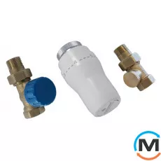 Комплект термостатичний Schlosser GZ1/2 x GW1/2 нікельований прямий, Діаметр різьблення: 1/2", Виконання: Прямий, Колір: Нікельований, Нульове становище: Ні, Приєднання: М30х1,5, фото 