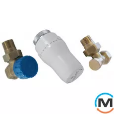 Комплект термостатичний Schlosser GZ1/2 x GW1/2 нікельований кутовий, Діаметр різьблення: 1/2", Виконання: Кутовий, Колір: Нікельований, Нульове становище: Ні, Приєднання: М30х1,5, фото 