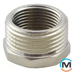 Нікель Fado Футорка 1"x1/2", Варіант: 1 "х1/2", Тип різьблення: Внутрішня/Зовнішня, Діаметр різьблення: 1", Матеріал: Латунь нікельована, фото 