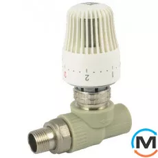 Полипропиленовый кран радиоторный с термоголовкой прямой Fado 20x1/2", Вариант: Прямой, Диаметр резьбы: 1/2", Диаметр (мм): 20, фото 