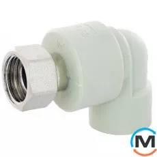 Полипропиленовая муфта с накидной гайкой угловая Fado 20 1/2, Вариант: Угловая, Тип резьбы: Накидная гайка, Диаметр резьбы: 1/2", Диаметр (мм): 20, фото 