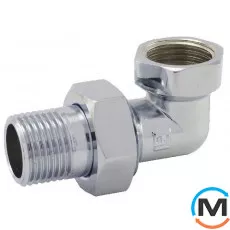 Згін-амер ХРОМ Fado 15 1/2" кутова, Тип різьблення: Внутрішня/Зовнішня, Діаметр різьблення: 1/2", Виконання: Кутова, Матеріал: Латунь хромована, фото 