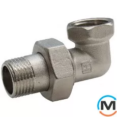 Зганяння-амер НІКЕЛЬ Fado 15 1/2" кутова, Тип різьблення: Внутрішня/Зовнішня, Діаметр різьблення: 1/2", Виконання: Кутова, Матеріал: Латунь нікельована, фото 