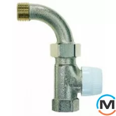 Термостатический клапан Resideo (Honeywell) с вставкой UBG V2000BUB15, Диаметр резьбы: 1/2", Исполнение: С выгнутым патрубком, Цвет: Никелированный, Присоединение: М30х1,5, фото 