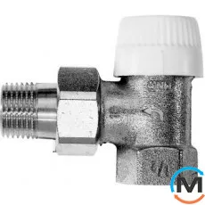 Термостатический клапан Resideo (Honeywell) с вставкой UBG V2000EUB10, Диаметр резьбы: 3/8", Исполнение: Угловой, Цвет: Никелированный, Присоединение: М30х1,5, фото 