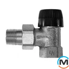 Термостатический клапан Resideo (Honeywell) с вставкой ВВ V2000EBB15, Диаметр резьбы: 1/2", Исполнение: Угловой, Цвет: Никелированный, Присоединение: М30х1,5, фото 