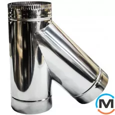 Трійник димохідний Версія-Люкс 45 ф 100 0,6 мм з нержавіючої сталі, Градус (град.): 45, Діаметр (мм): 100, Тип димоходу: Одностінний, Матеріал димаря: Нержавіюча сталь, Товщина стінки (мм): 0.6, фото 