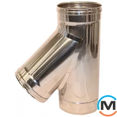 Трійник димохідний Версія-Люкс 45 ф 140/200 н/оц 0,8мм, Градус (град.): 45, Діаметр (мм): 140/200, Тип димоходу: Двостінний (Сендвіч), Матеріал димаря: Нержавіюча сталь/Оцинкування, Товщина стінки (мм): 0.8, фото 