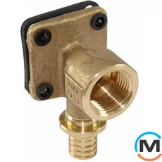 Куточок Rehau Rautitan RX настінний з квадратними наст.фланцями 16-Rp1 / 2, Варіант: Настінний з фланцем, Тип різьблення: Внутрішня, Діаметр різьблення: 1/2", Діаметр (мм): 16, Робочий тиск (бар): 10, Матеріал: Латунь червона, фото 