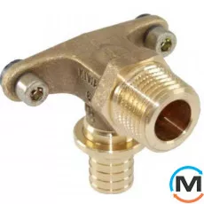 Куточок Rehau Rautitan RX настінний із зовнішнім різьбленням 16-Rp1 / 2, Варіант: Настінний, Тип різьблення: Зовнішня, Діаметр різьблення: 1/2", Діаметр (мм): 16, Робочий тиск (бар): 10, Матеріал: Латунь червона, фото 