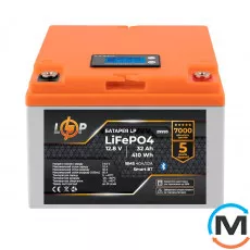 Акумулятор LogicPower LiFePO4 12,8V - 32 Ah (410Wh) (BMS 40А/32A) пластик LCD Smart BT, фото 