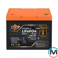Акумулятор LogicPower LiFePO4 25,6V - 32 Ah (820Wh) (BMS 40A/32А) пластик Smart BT, фото 