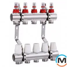 Коллектор для теплого пола с расходомерами JL 9 вых. 1х3/4", Количество выходов: 9, Тип коллектора: С расходомерами, фото 