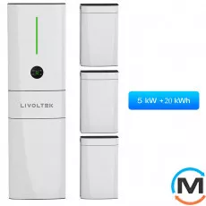 Комплект інвертор+батарея Livoltek All-in-One ESS, 5KW hybrid inverter, 20kWh LFP Battery, Ємність комплекту / ДБЖ (Ватт/Год): 20000, фото 