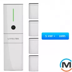 Комплект інвертор+батарея Livoltek All-in-One ESS, 5KW hybrid inverter, 25kWh LFP Battery, Ємність комплекту / ДБЖ (Ватт/Год): 25000, фото 
