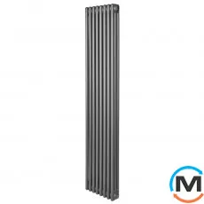 Вертикальний радіатор опалення ARTTIDESIGN Bari III 8/1800/380/50 матовий серій, Підключення радіатора: Нижнє, Виконання: Вертикальний, Колір: Сірий, Висота (мм): 1800, Ширина (мм): 380, Кількість рядів: 3, фото 