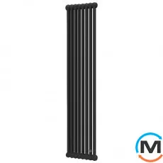 Трубчастий радіатор DeLonghi Multicolumn H=1800 2-8 (секцій) конфігурація D (нижче 1/2") RAL9005MATT нижнє підключення, Підключення радіатора: Нижнє, Виконання: Вертикальний, Колір: Чорний, Діаметр вхід/вихід: 1/2", Висота (мм): 1800, Ширина (мм): 368, Глибина (мм): 66, фото 