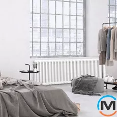 Трубчастий радіатор DeLonghi Multicolumn H=570 3-26 (секцій) конфігурація 0 збоку 1/2") RAL9016, Підключення радіатора: Бокове, Виконання: Горизонтальний, Колір: Білий, Діаметр вхід/вихід: 1/2", Висота (мм): 570, Ширина (мм): 1196, Глибина (мм): 107, фото 