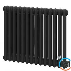 Трубчастий радіатор DeLonghi Multicolumn H=570 3-14 (секцій) конфігурація 0 (бічне 1/2") RAL9005МATT, Підключення радіатора: Бокове, Виконання: Горизонтальний, Колір: Чорний, Діаметр вхід/вихід: 1/2", Висота (мм): 570, Ширина (мм): 644, Глибина (мм): 107, фото 