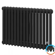 Трубчастий радіатор DeLonghi Multicolumn H=570 3-16 (секцій) конфігурація 0 (бічне 1/2") RAL9005МATT, Підключення радіатора: Бокове, Виконання: Горизонтальний, Колір: Чорний, Діаметр вхід/вихід: 1/2", Висота (мм): 570, Ширина (мм): 736, Глибина (мм): 107, фото 