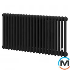 Трубчастий радіатор DeLonghi Multicolumn H=570 3-22 (секцій) конфігурація 0 (бічне 1/2") RAL9005МATT, Підключення радіатора: Бокове, Виконання: Горизонтальний, Колір: Чорний, Діаметр вхід/вихід: 1/2", Висота (мм): 570, Ширина (мм): 1012, Глибина (мм): 107, фото 