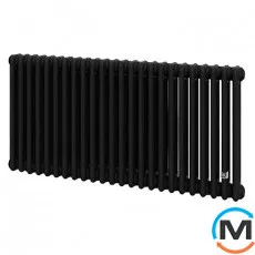 Трубчастий радіатор DeLonghi Multicolumn H=570 3-24 (секцій) конфігурація 0 (бічне 1/2") RAL9005МATT, Підключення радіатора: Бокове, Виконання: Горизонтальний, Колір: Чорний, Діаметр вхід/вихід: 1/2", Висота (мм): 570, Ширина (мм): 1104, Глибина (мм): 107, фото 