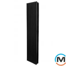 Радіатор ARTTIDESIGN Ancona II 8/1800/368 чорний матовий вертикальний дизайнерський, Виконання: Вертикальний, Колір: Чорний, Висота (мм): 1800, Глибина (мм): 110, Ширина (мм): 368, Кількість секцій: 8, фото 