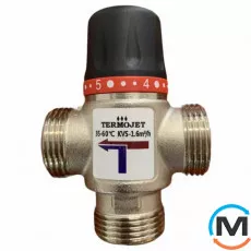 Термостатичний триходовий Termojet 1" Зовнішнє різьблення, kvs-1.6, temp - 35-60°C, Діаметр різьблення: 1", Діапазон регулювання: 35…60, Kvs (куб. м/год): 1.6, фото 